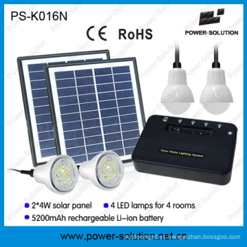 Sistema de iluminación casero Solar portátil con 4 focos y USB teléfono Solar Cahrger